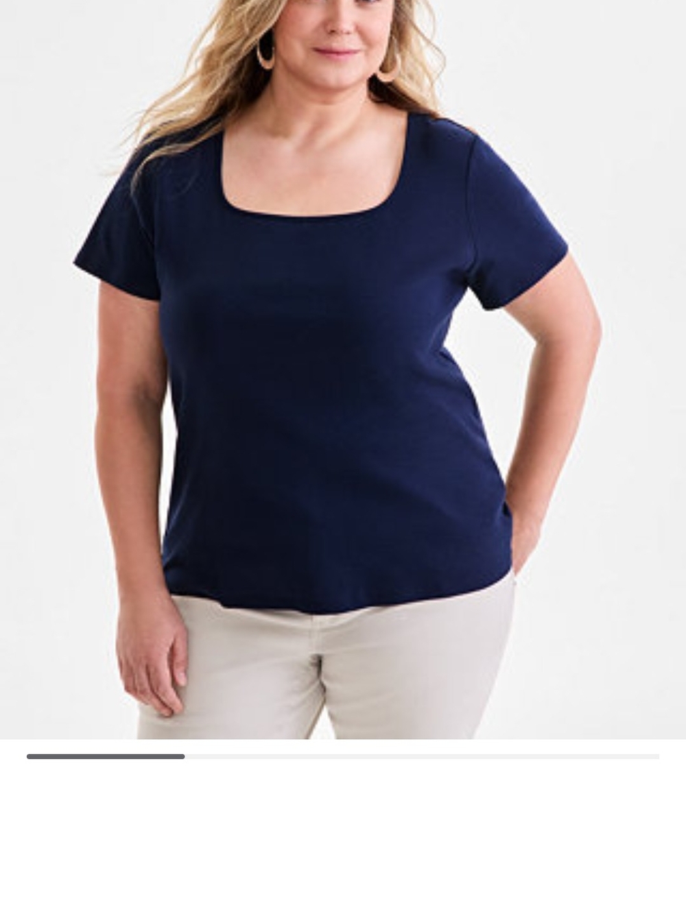 Style & Co Square Neck Short Sleeve Top in Navy Size 2X Brand New Without Tags